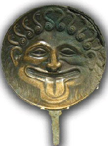 Gorgoneïon, partie postérieure d'un miroir de bronze, -500 environ.